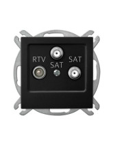 Gniazdo RTV-SAT z dwoma wyjściami SAT CZARNY METALIK AS