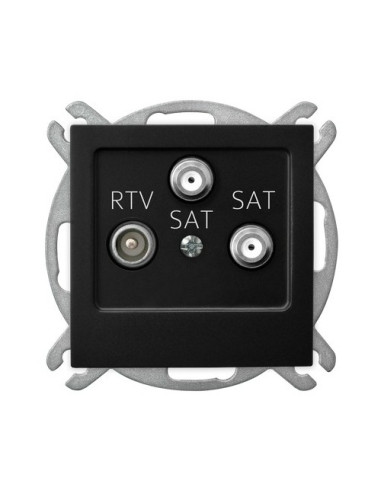 Gniazdo RTV-SAT z dwoma wyjściami SAT CZARNY METALIK AS