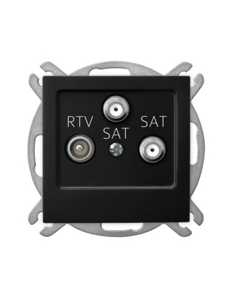 Gniazdo RTV-SAT z dwoma wyjściami SAT CZARNY METALIK AS