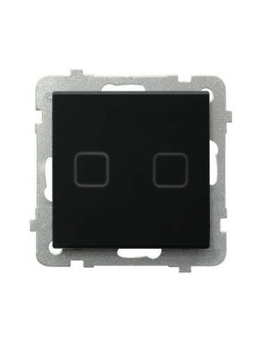 Łącznik dotykowy podwójny schodowy/podwójny krzyżowy z podświetleniem CZARNE SZKŁO SZRONIONE SONATA TOUCH