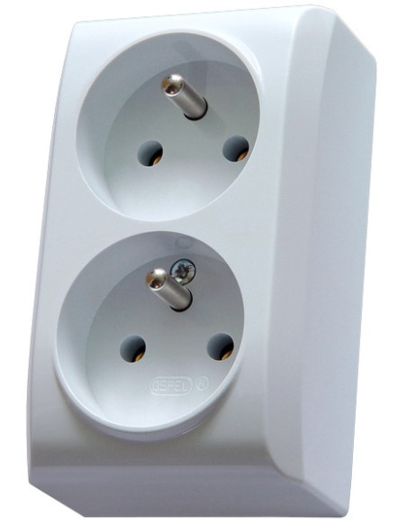 Gniazdo podwójne z uziemieniem z funkcją niezamienności faz BIAŁY BIS