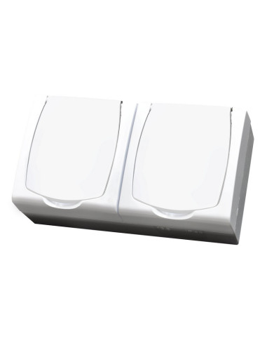 Gniazdo podwójne z uziemieniem schuko wieczko w kolorze wyrobu BIAŁY MADERA