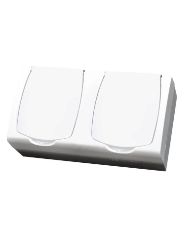 Gniazdo podwójne z uziemieniem wieczko w kolorze wyrobu BIAŁY MADERA
