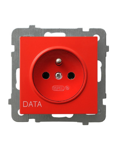 Gniazdo pojedyncze z uziemieniem DATA CZERWONY AS