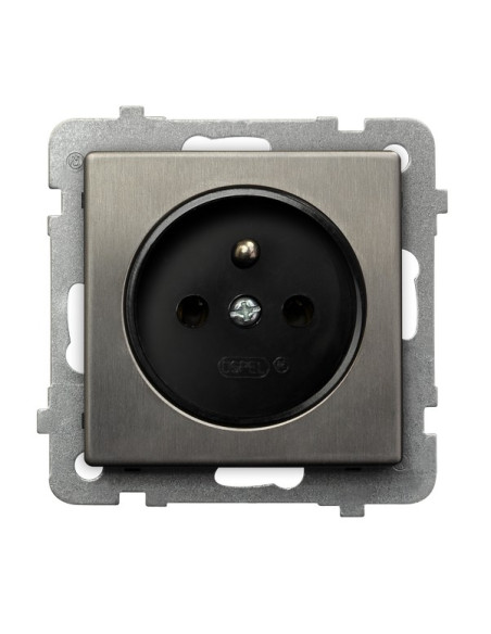 Gniazdo pojedyncze z uziemieniem STAL INOX SONATA STAL INOX