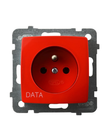 Gniazdo pojedyncze z uziemieniem DATA CZERWONY KARO