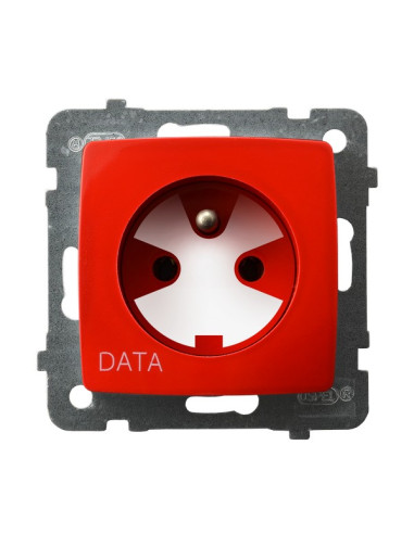 Gniazdo pojedyncze z uziemieniem DATA z kluczem uprawniającym CZERWONY KARO