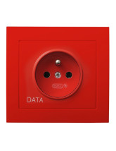 Gniazdo pojedyncze z uziemieniem DATA CZERWONY KIER