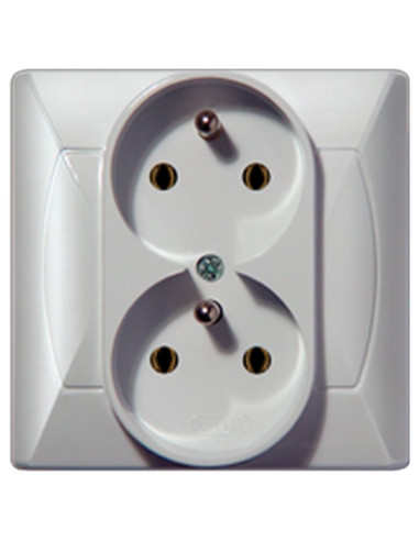 Gniazdo podwójne z uziemieniem z funkcją niezamienności faz BIAŁY AKCENT