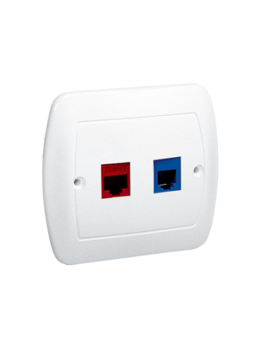 Gniazdo telefoniczne RJ12 + komputerowe RJ45, kategoria 5 dla RJ45. Montaż do puszki na wkręty biały KONTAKT SIMON A5T/11