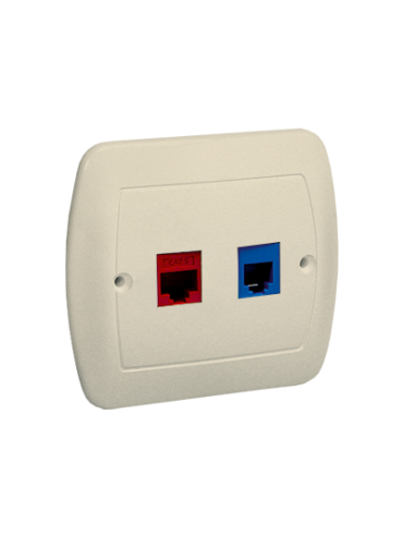 Gniazdo telefoniczne RJ12 + komputerowe RJ45, kategoria 5 dla RJ45. Montaż do puszki na wkręty beż KONTAKT SIMON A5T/12