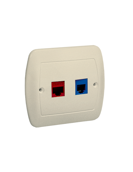Gniazdo telefoniczne RJ12 + komputerowe RJ45, kategoria 5 dla RJ45. Montaż do puszki na wkręty beż KONTAKT SIMON A5T/12