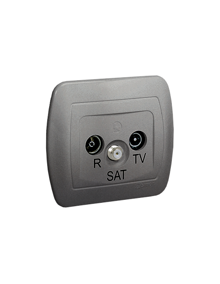 Gniazdo antenowe R-TV-SAT końcowe. Może być użyte jako gniazdo zakończeniowe do gniazd przelotowych R-TV-SAT aluminiowy KONTAKT 