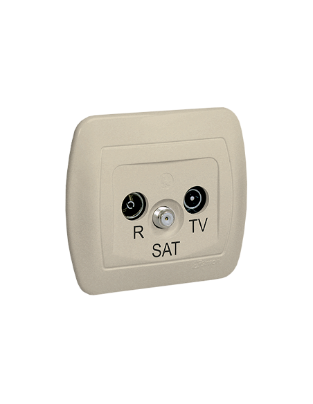 Gniazdo antenowe R-TV-SAT przelotowe beż KONTAKT SIMON AASP/12