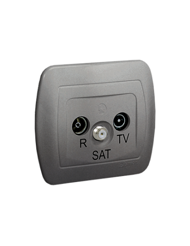 Gniazdo antenowe R-TV-SAT przelotowe aluminiowy KONTAKT SIMON AASP/26