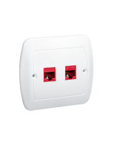 Gniazdo komputerowe RJ45 podwójne, kategoria 5e. Montaż do puszki na wkręty biały KONTAKT SIMON AF52/11