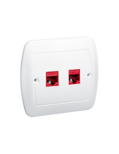 Gniazdo komputerowe RJ45 podwójne, kategoria 5e. Montaż do puszki na wkręty biały KONTAKT SIMON AF52/11