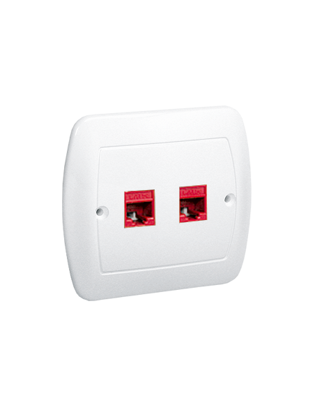 Gniazdo komputerowe RJ45 podwójne, kategoria 5e. Montaż do puszki na wkręty biały KONTAKT SIMON AF52/11