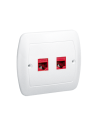Gniazdo komputerowe RJ45 podwójne, kategoria 5e. Montaż do puszki na wkręty biały KONTAKT SIMON AF52/11