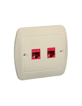 Gniazdo komputerowe RJ45 podwójne, kategoria 5e. Montaż do puszki na wkręty beż KONTAKT SIMON AF52/12
