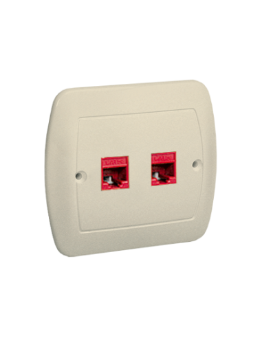 Gniazdo komputerowe RJ45 podwójne, kategoria 5e. Montaż do puszki na wkręty beż KONTAKT SIMON AF52/12