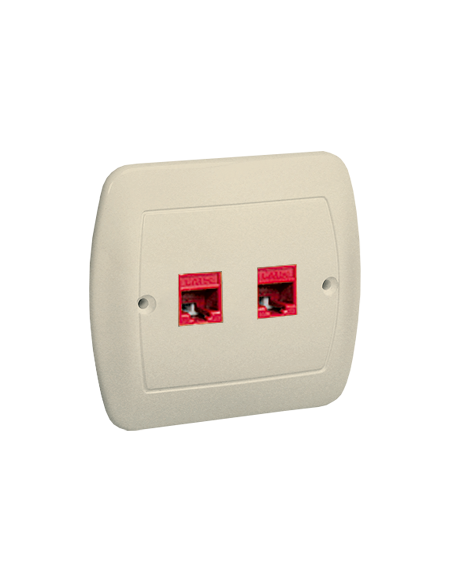 Gniazdo komputerowe RJ45 podwójne, kategoria 5e. Montaż do puszki na wkręty beż KONTAKT SIMON AF52/12