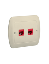Gniazdo komputerowe RJ45 podwójne, kategoria 5e. Montaż do puszki na wkręty beż KONTAKT SIMON AF52/12