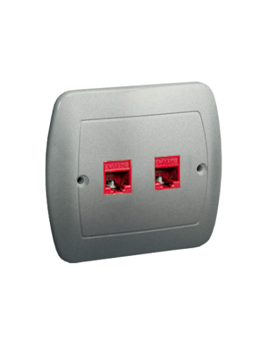 Gniazdo komputerowe RJ45 podwójne, kategoria 5e. Montaż do puszki na wkręty aluminiowy KONTAKT SIMON AF52/26