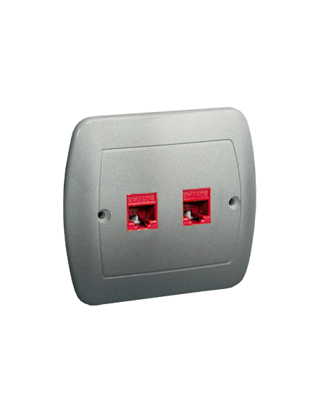Gniazdo komputerowe RJ45 podwójne, kategoria 5e. Montaż do puszki na wkręty aluminiowy KONTAKT SIMON AF52/26