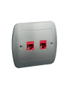 Gniazdo komputerowe RJ45 podwójne, kategoria 5e. Montaż do puszki na wkręty aluminiowy KONTAKT SIMON AF52/26
