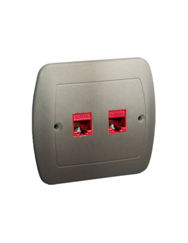 Gniazdo komputerowe RJ45 podwójne, kategoria 5e. Montaż do puszki na wkręty satynowy KONTAKT SIMON AF52/29