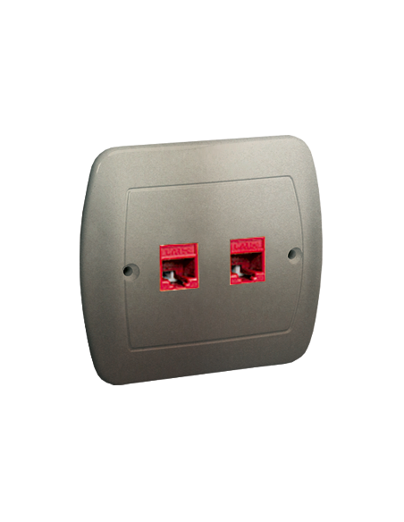 Gniazdo komputerowe RJ45 podwójne, kategoria 5e. Montaż do puszki na wkręty satynowy KONTAKT SIMON AF52/29