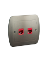 Gniazdo komputerowe RJ45 podwójne, kategoria 5e. Montaż do puszki na wkręty satynowy KONTAKT SIMON AF52/29