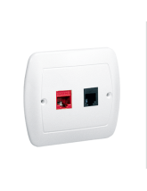 Gniazdo komputerowe RJ45 kategoria 5e + gniazdo telefoniczne RJ11. Montaż do puszki na wkręty biały KONTAKT SIMON AF5T/11