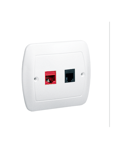 Gniazdo komputerowe RJ45 kategoria 5e + gniazdo telefoniczne RJ11. Montaż do puszki na wkręty biały KONTAKT SIMON AF5T/11