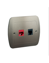 Gniazdo komputerowe RJ45 kategoria 5e + gniazdo telefoniczne RJ11. Montaż do puszki na wkręty satynowy KONTAKT SIMON AF5T/29