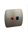 Gniazdo komputerowe RJ45 kategoria 5e + gniazdo telefoniczne RJ11. Montaż do puszki na wkręty satynowy KONTAKT SIMON AF5T/29