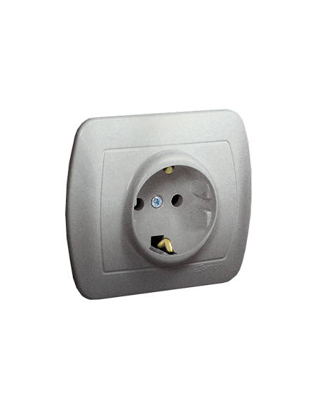 Gniazdo wtyczkowe z uziemieniem typu Schuko, 16A, 250V~, zaciski śrubowe aluminiowy KONTAKT SIMON AGSZ1E/26