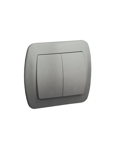 Łącznik schodowy podwójny z podświetleniem 10AX, 250V~, zaciski śrubowe aluminiowy KONTAKT SIMON AW6/2L/26