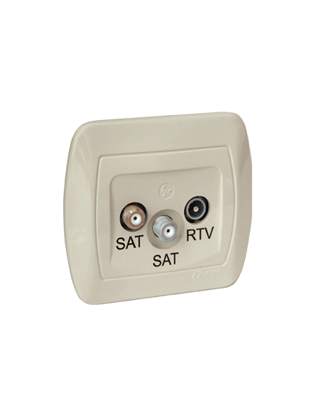 Gniazdo antenowe SAT-SAT-RTV końcowe beż KONTAKT SIMON AZAR+SAT3.1-P2/12