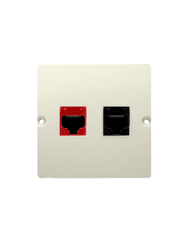 Gniazdo komputerowe RJ45 kat.5e + telefoniczne RJ12 (moduł). Montaż gniazda na wkręty do puszki beż KONTAKT SIMON BM5T.02/12