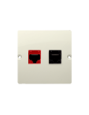 Gniazdo komputerowe RJ45 kat.5e + telefoniczne RJ12 (moduł). Montaż gniazda na wkręty do puszki beż KONTAKT SIMON BM5T.02/12