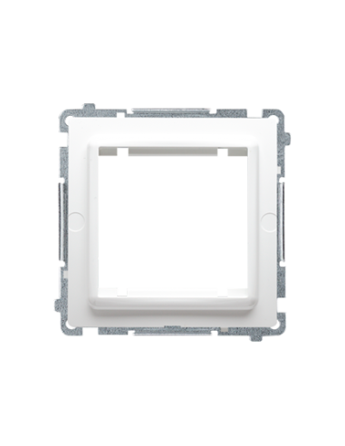 Adapter (przejściówka) na osprzęt standardu 45 × 45 mm. Montaż do puszki na łapki i wkręty biały KONTAKT SIMON BMA45M/11