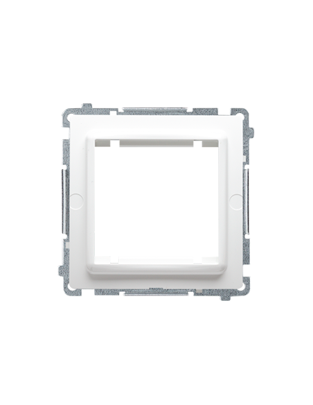 Adapter (przejściówka) na osprzęt standardu 45 × 45 mm. Montaż do puszki na łapki i wkręty biały KONTAKT SIMON BMA45M/11