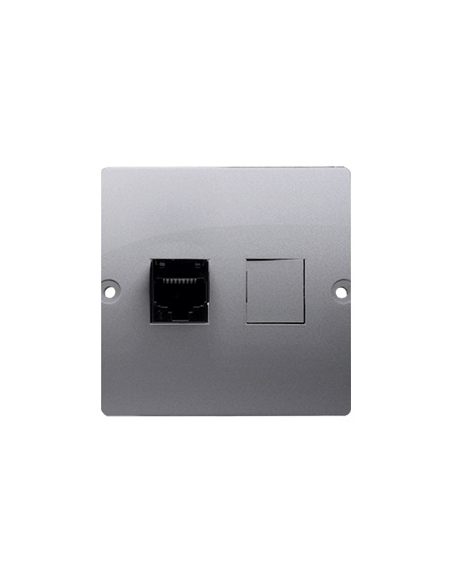Gniazdo komputerowe RJ45 pojedyncze, kategoria 5e (moduł). Montaż gniazda na wkręty do puszki stal inox KONTAKT SIMON BMF51.02/2