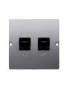 Gniazdo komputerowe RJ45 podwójne kategoria 5e (moduł). Montaż gniazda na wkręty do puszki stal inox KONTAKT SIMON BMF52.02/21