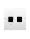 Gniazdo komputerowe RJ45 kat.5e + telefoniczne RJ11 (moduł). Montaż gniazda na wkręty do puszki biały KONTAKT SIMON BMF5T.02/11