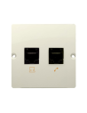 Gniazdo komputerowe RJ45 kat.5e + telefoniczne RJ11 (moduł). Montaż gniazda na wkręty do puszki beż KONTAKT SIMON BMF5T.02/12