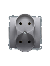 Gniazdo wtyczkowe podwójne bez uziemienia (moduł), Σ16A, 250V~, zaciski śrubowe stal inox KONTAKT SIMON BMG2M.01/21
