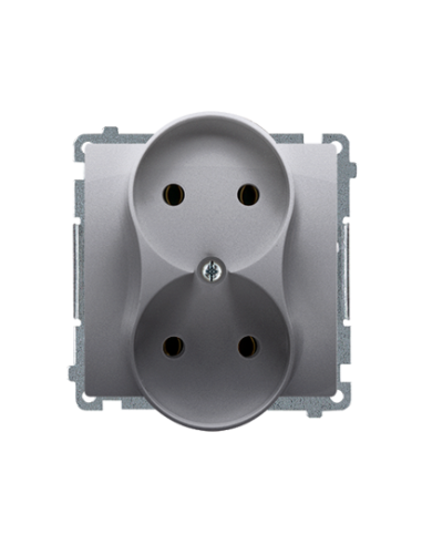 Gniazdo wtyczkowe podwójne bez uziemienia (moduł), Σ16A, 250V~, zaciski śrubowe stal inox KONTAKT SIMON BMG2M.01/21